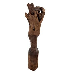 Vintage African Tribal Art Hand Carved Heavy Ebony Wood Sculpture Woman 20"Tall